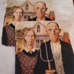 American Gothic Needlepoint Pillow Face